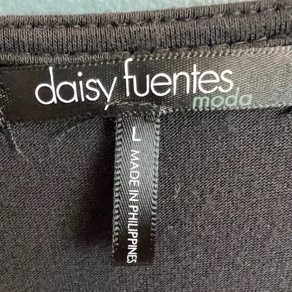 Daisy Fuentes Moda Black Sleeveless V Neck Drape Tunic Top Women's Size L - Picture 3 of 4